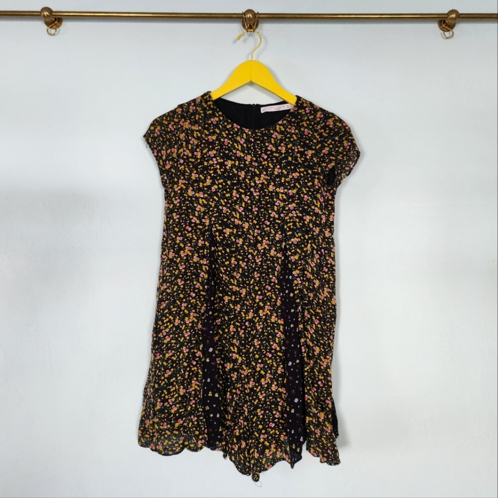 Zara Black Floral Romper size XS
